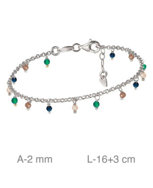 Pulsera con Piedras Multicolores en Plata Ley
