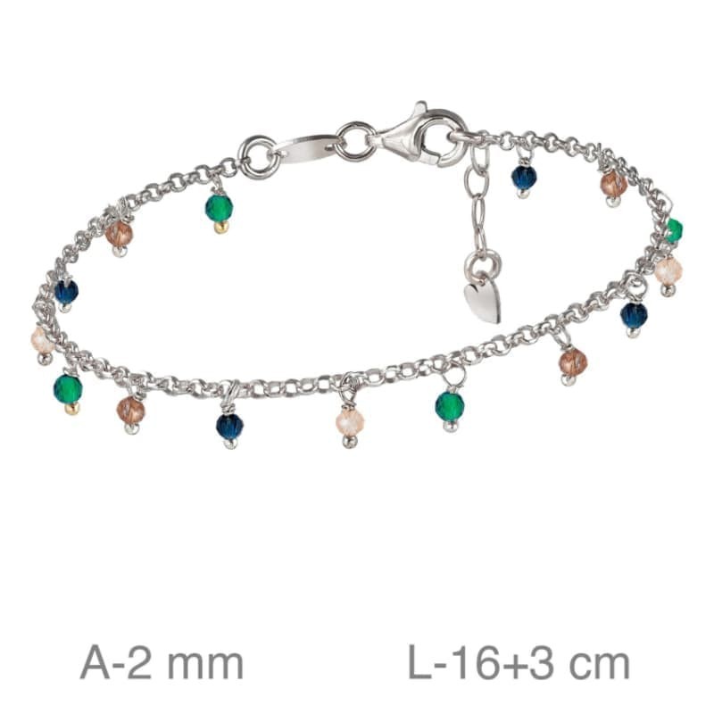 Pulsera con Piedras Multicolores en Plata Ley