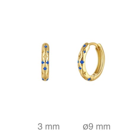 Pendientes Aros con Circonitas Plata Ley Bañada en Oro