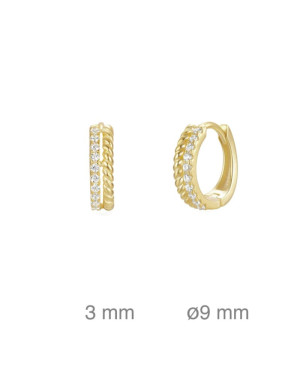 Pendientes Aros con Circonitas Plata Ley Bañada en Oro