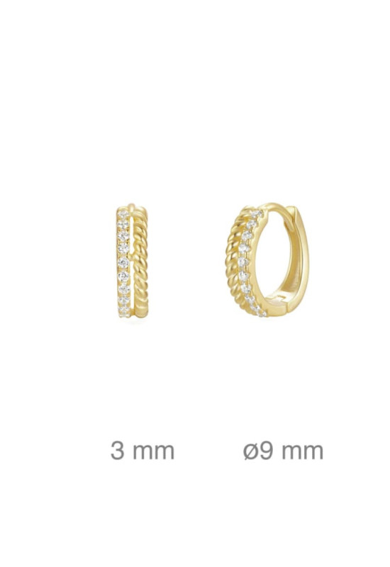 Pendientes Aros con Circonitas Plata Ley Bañada en Oro