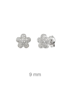 Pendientes Flor con Circonitas de Plata Ley