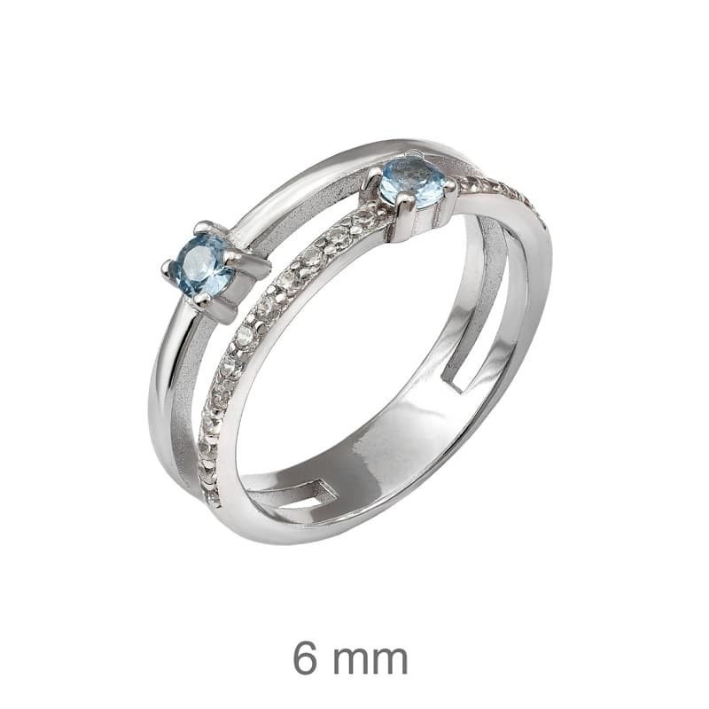 Anillo con Circonitas color Aguamarina en Plata Ley