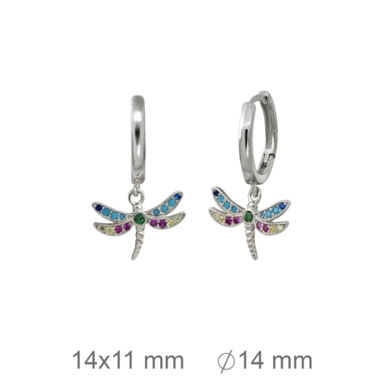 Pendientes Aros de Libélula con Circonitas en Plata Ley