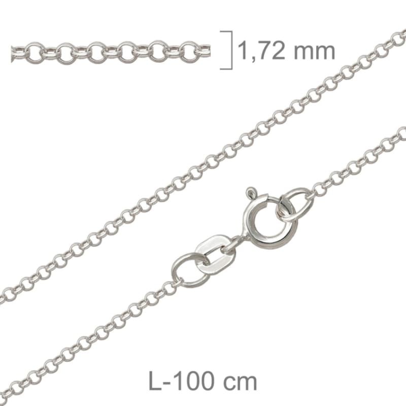 Cadena Rolo 100cm Plata Ley Rodiada