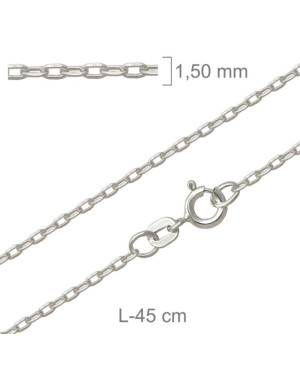 Cadena Forzada Lapidada de 45 cm en Plata Ley con Protección