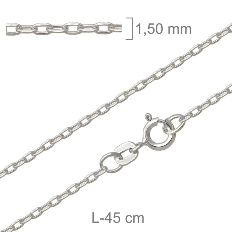 Cadena Forzada Lapidada de 45 cm en Plata Ley con Protección