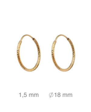 Pendientes Aros 1.5x18mm Plata Ley Bañada en Oro