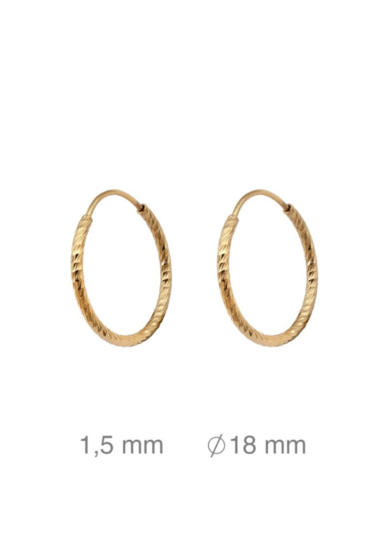 Pendientes Aros 1.5x18mm Plata Ley Bañada en Oro