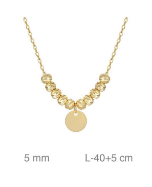 Collar con Disco en Plata Ley Bañada en Oro