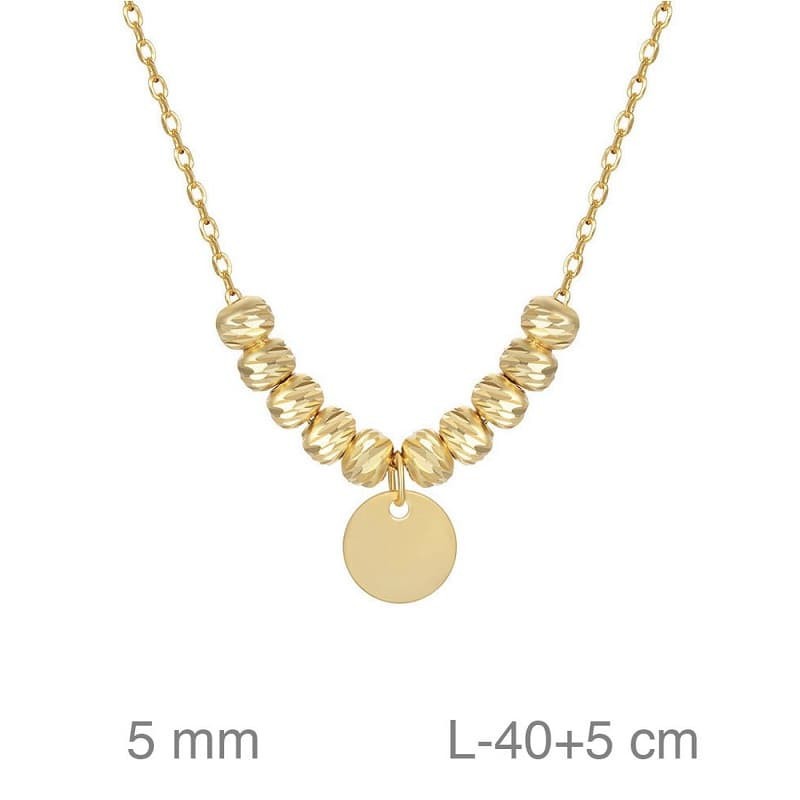 Collar con Disco en Plata Ley Bañada en Oro