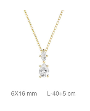 Collar con Circonitas en Plata Ley Bañada en Oro