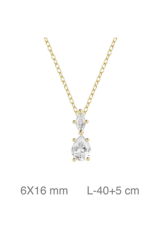 Collar con Circonitas en Plata Ley Bañada en Oro