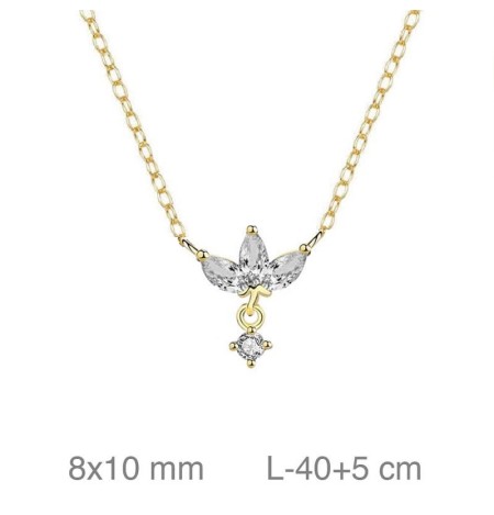 Collar con Circonitas en Plata Ley Bañada en Oro