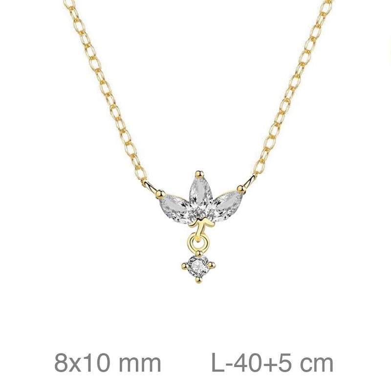 Collar con Circonitas en Plata Ley Bañada en Oro