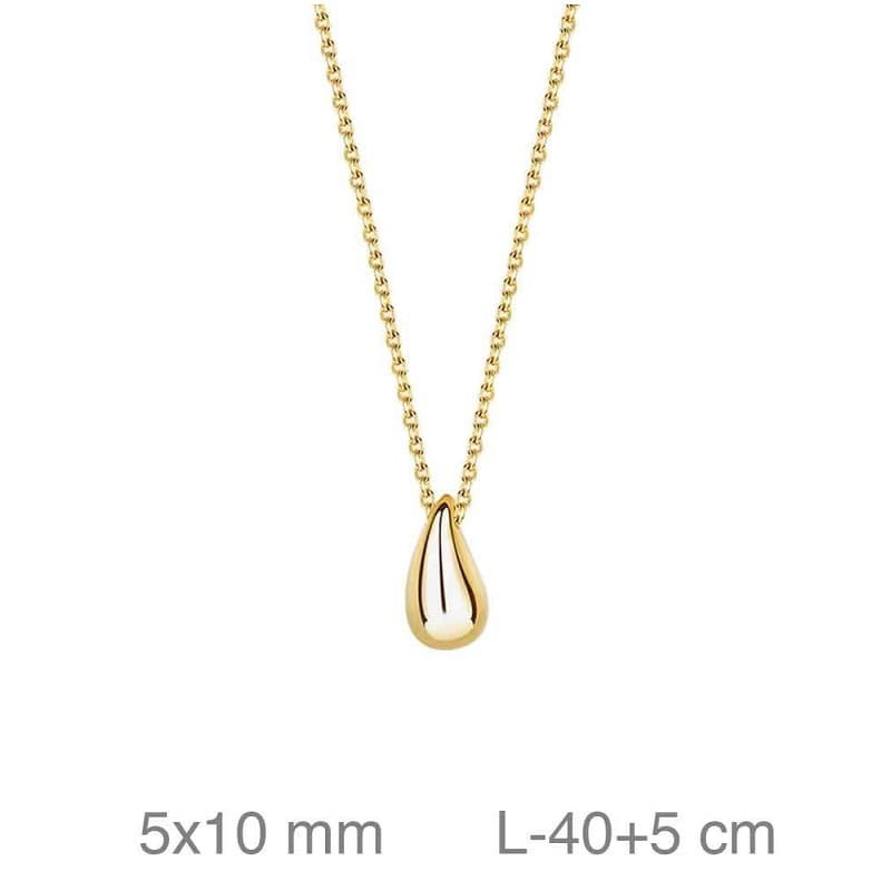 Collar con Gota en Plata Ley Bañada en Oro