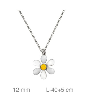 Collar con Margaritas de Esmalte en Plata Ley