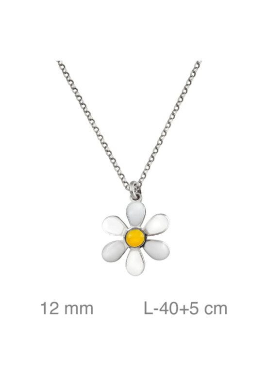 Collar con Margaritas de Esmalte en Plata Ley