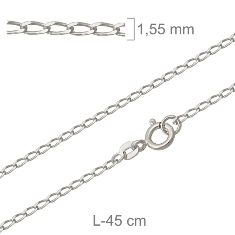 Cadena Bilbao de 45 cm en Plata Ley con Protección