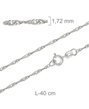 Cadena Singapur de 40 cm en Plata Ley con Protección