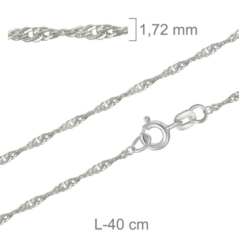 Cadena Singapur de 40 cm en Plata Ley con Protección