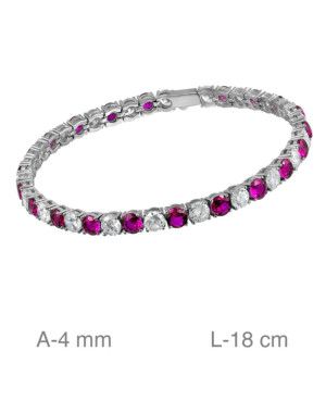 Pulsera Riviere con Circonitas Color Rubí en Plata Ley