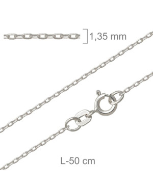Cadena Forzada y Lapidada de 50cm en Plata Ley con Protección