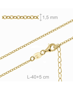 Cadena 45cm PLata Ley con Baño de Oro