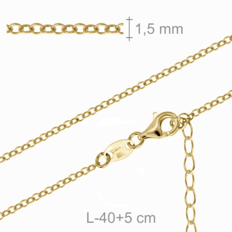 Cadena 45cm PLata Ley con Baño de Oro