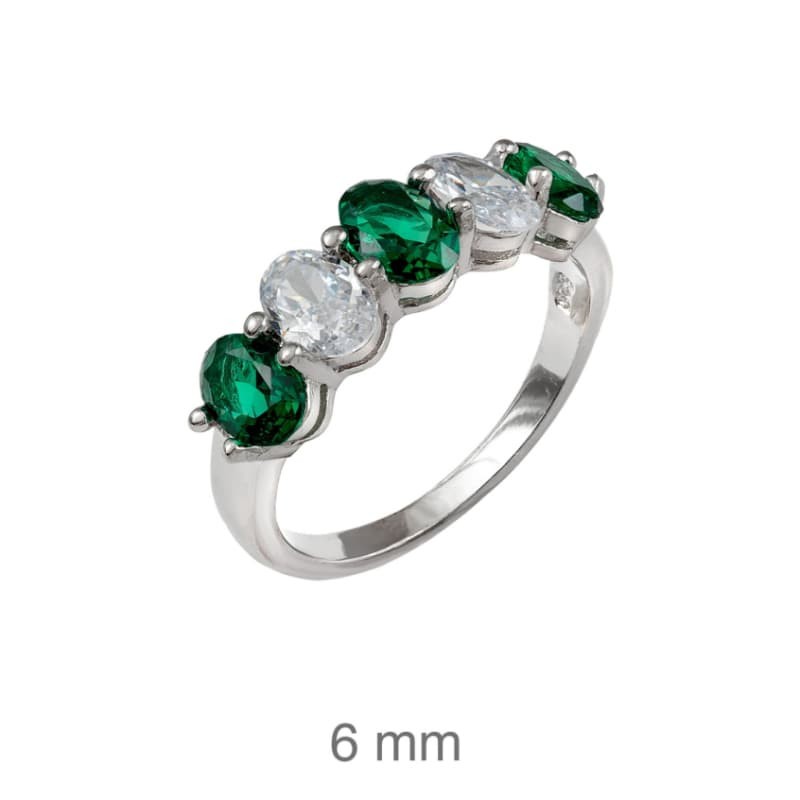 Anillo con Circonitas color Esmeralda en Plata Ley