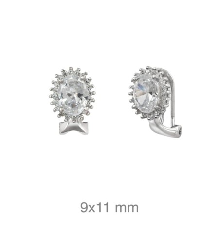 Pendientes Omega de Circonitas en Plata Ley
