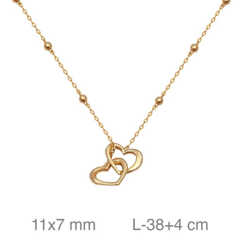 Collar con dos Corazones entrelazados de Plata