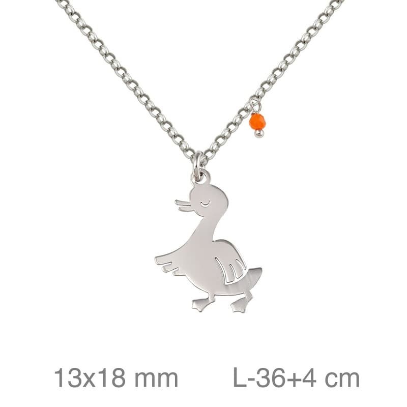 Collar con Pato de Plata Ley