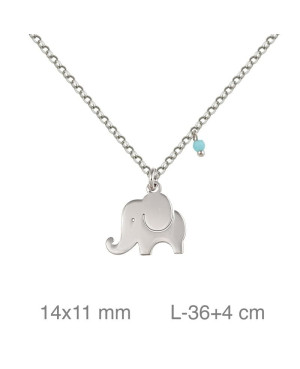 Collar con Elefante de Plata Ley