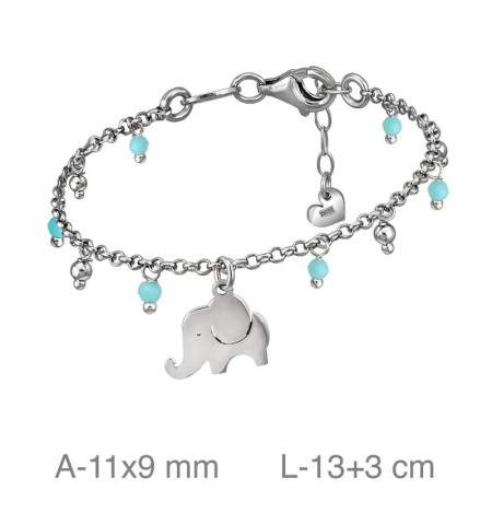 Pulsera con Elefante en Plata Ley