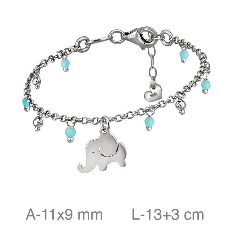 Pulsera con Elefante en Plata Ley