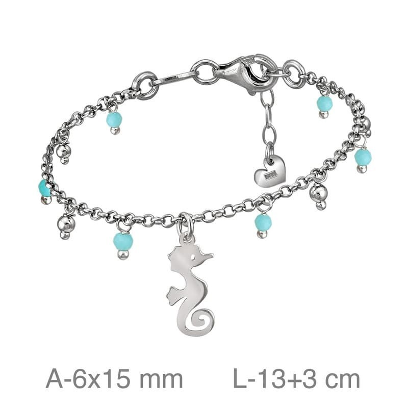 Pulsera con Caballito de Mar en Plata Ley