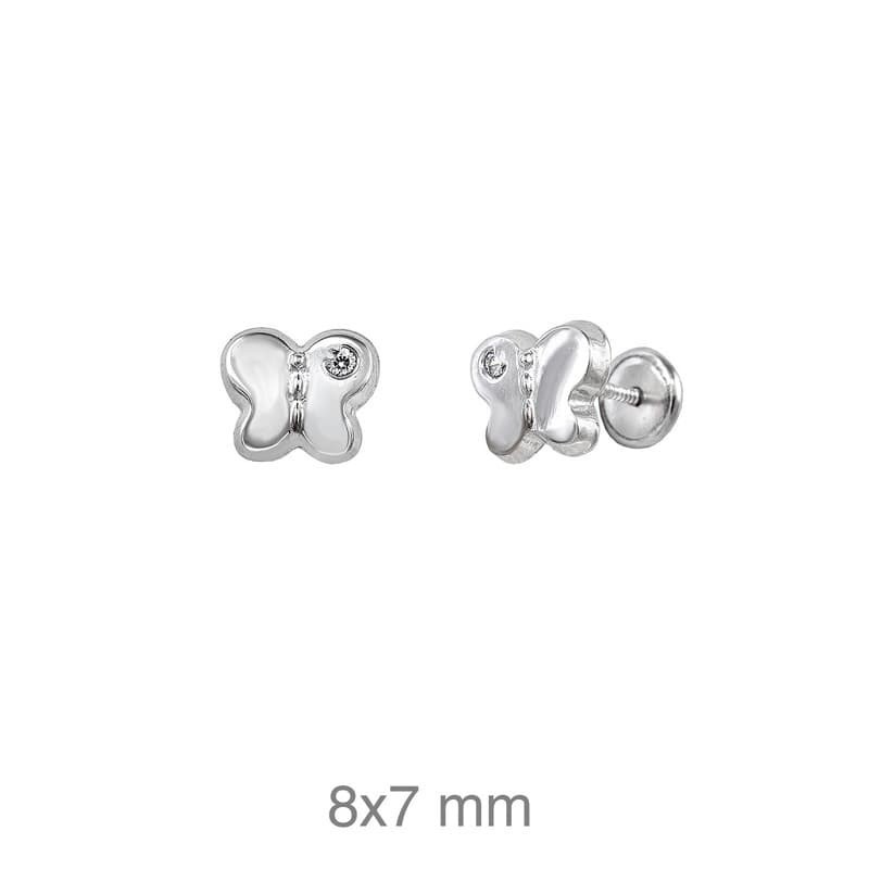 Pendientes de Mariposa con Circonita de Rosca en Plata Ley