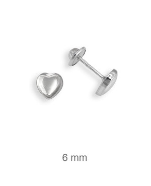 Pendientes de Corazón con Rosca en Plata Ley