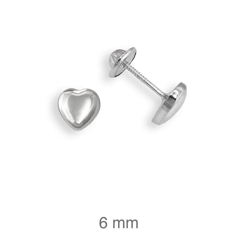 Pendientes de Corazón con Rosca en Plata Ley