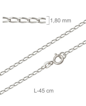 Cadena Bilbao de 45 cm en Plata Ley con Protección