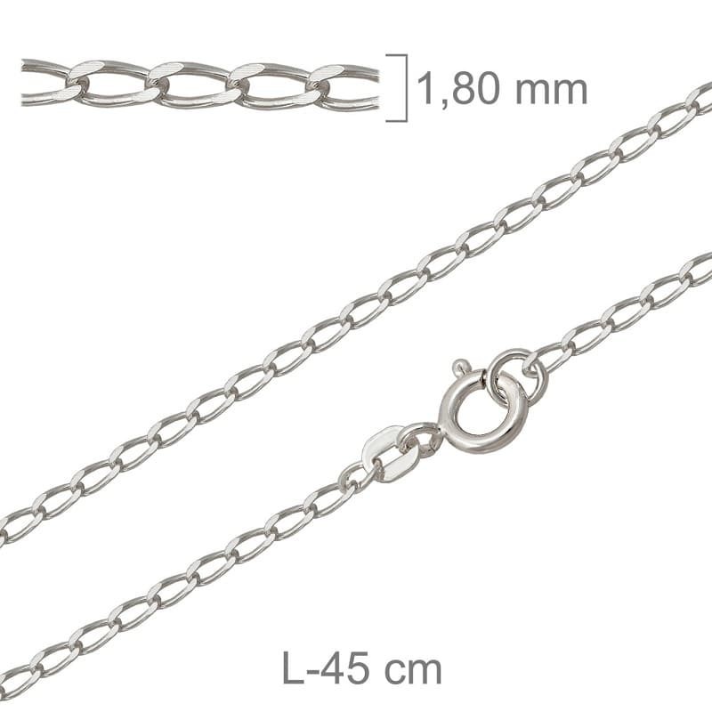 Cadena Bilbao de 45 cm en Plata Ley con Protección