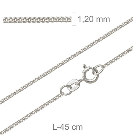 Cadena Babada de 45 cm en Plata Ley con Protección