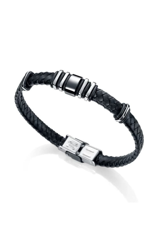 Pulsera Viceroy Magnum 6132P09010 Acero y Piel Negra