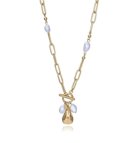 Collar Viceroy de Acero Dorado con Perla Natural 14284C01012