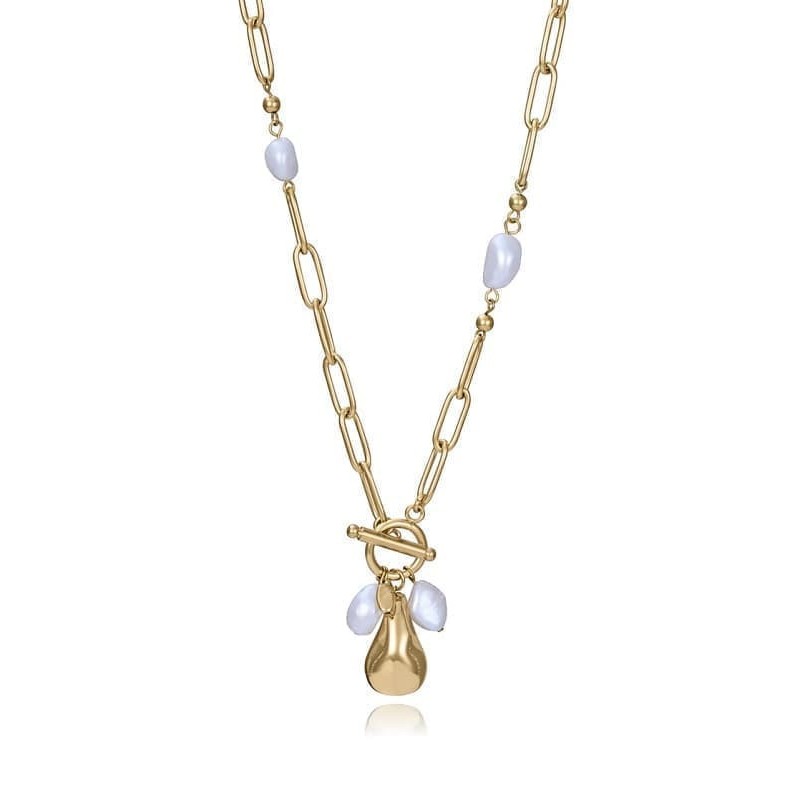 Collar Viceroy de Acero Dorado con Perla Natural 14284C01012