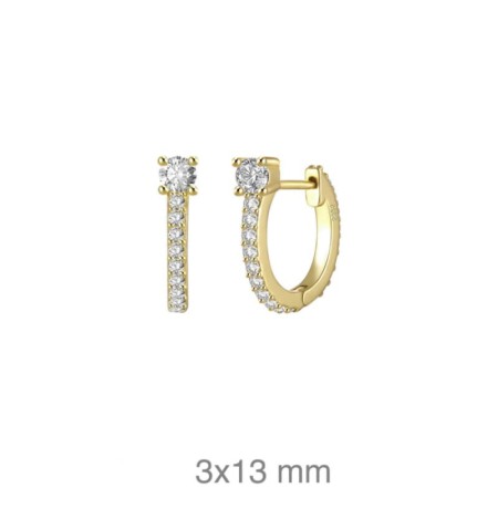 Pendientes Aros con Circonitas Plata Ley Bañada en Oro