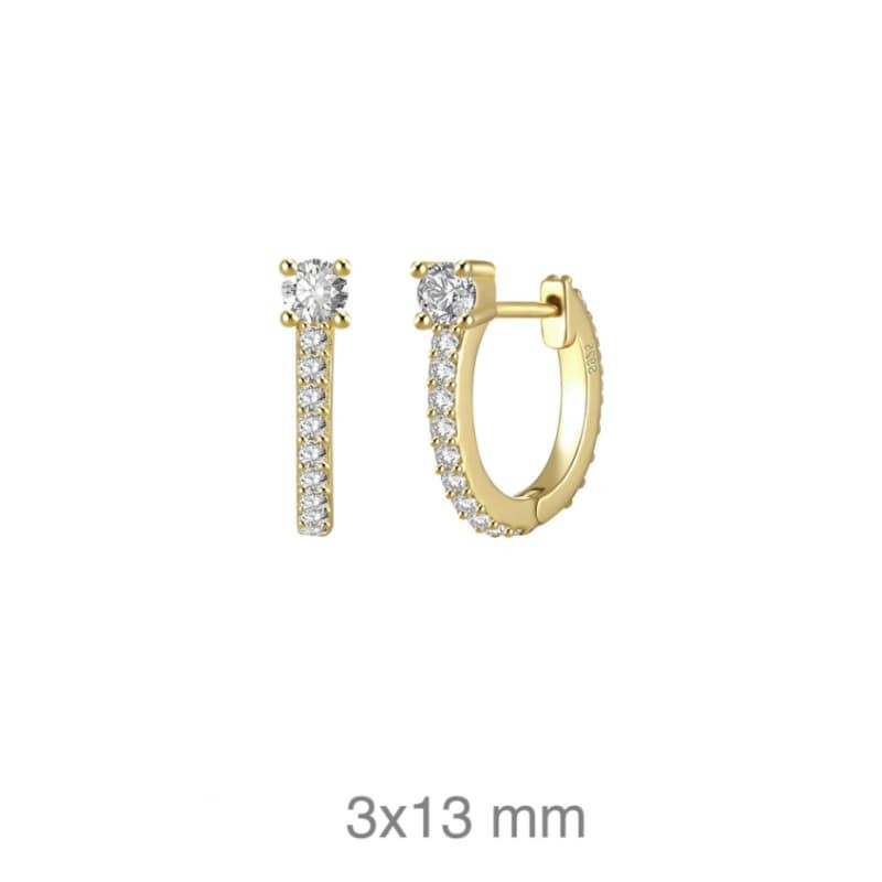 Pendientes Aros con Circonitas Plata Ley Bañada en Oro