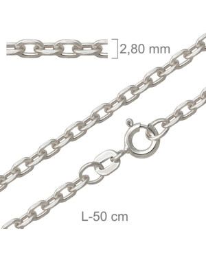 Cadena Forzada y Lapidada de 50cm en Plata Ley con Protección