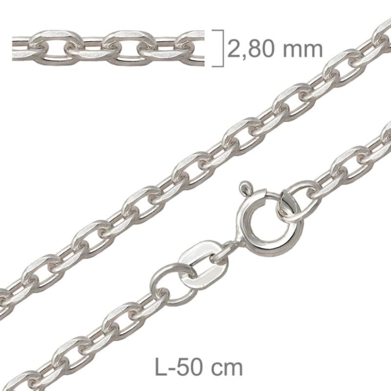 Cadena Forzada y Lapidada de 50cm en Plata Ley con Protección